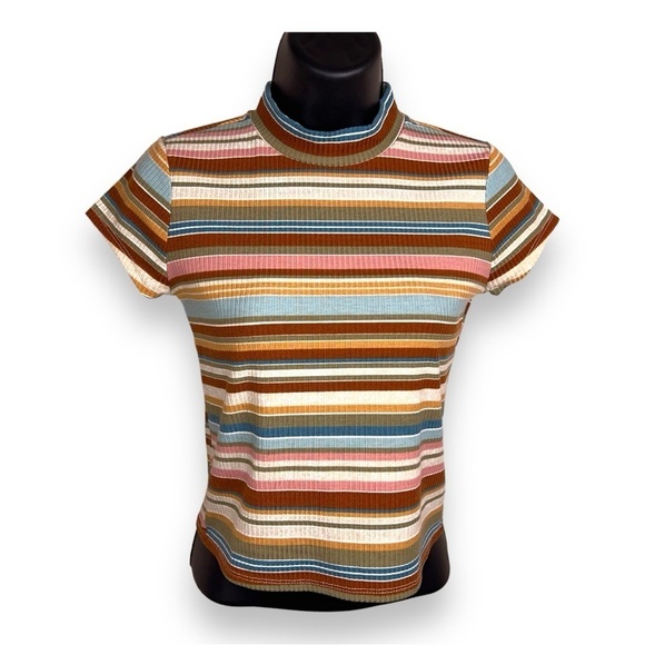 MEDIUM GIRLS IZ BYER STRIPED TOP 10 12 HIGH NECK STRETCH - Picture 1 of 11